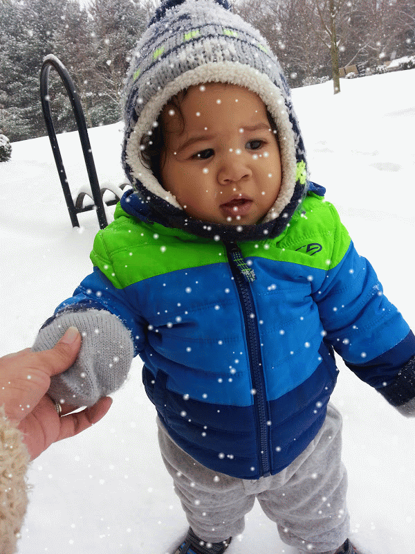 My son's first snow