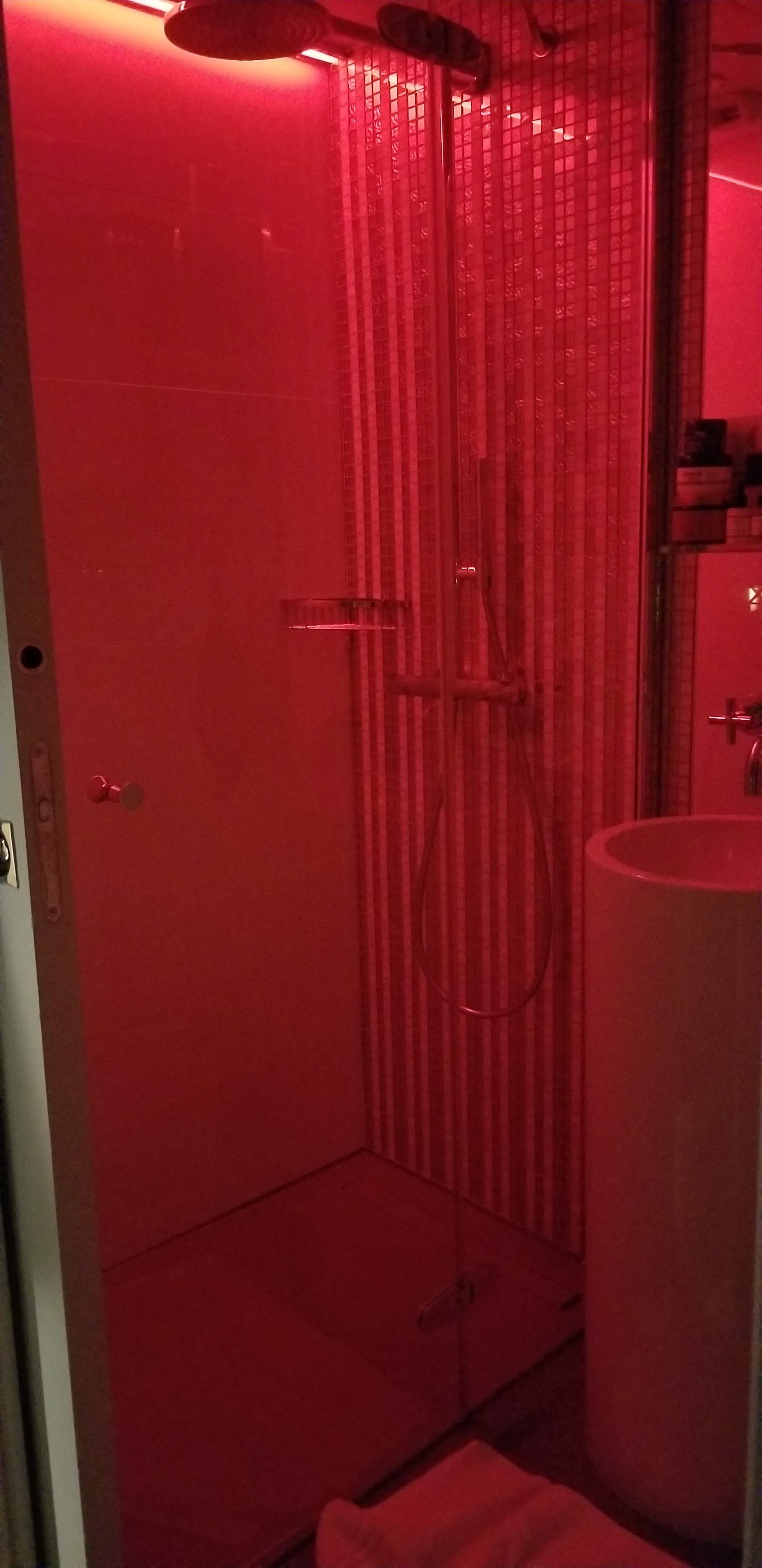 Shower in red Hotel R de Paris May 2019