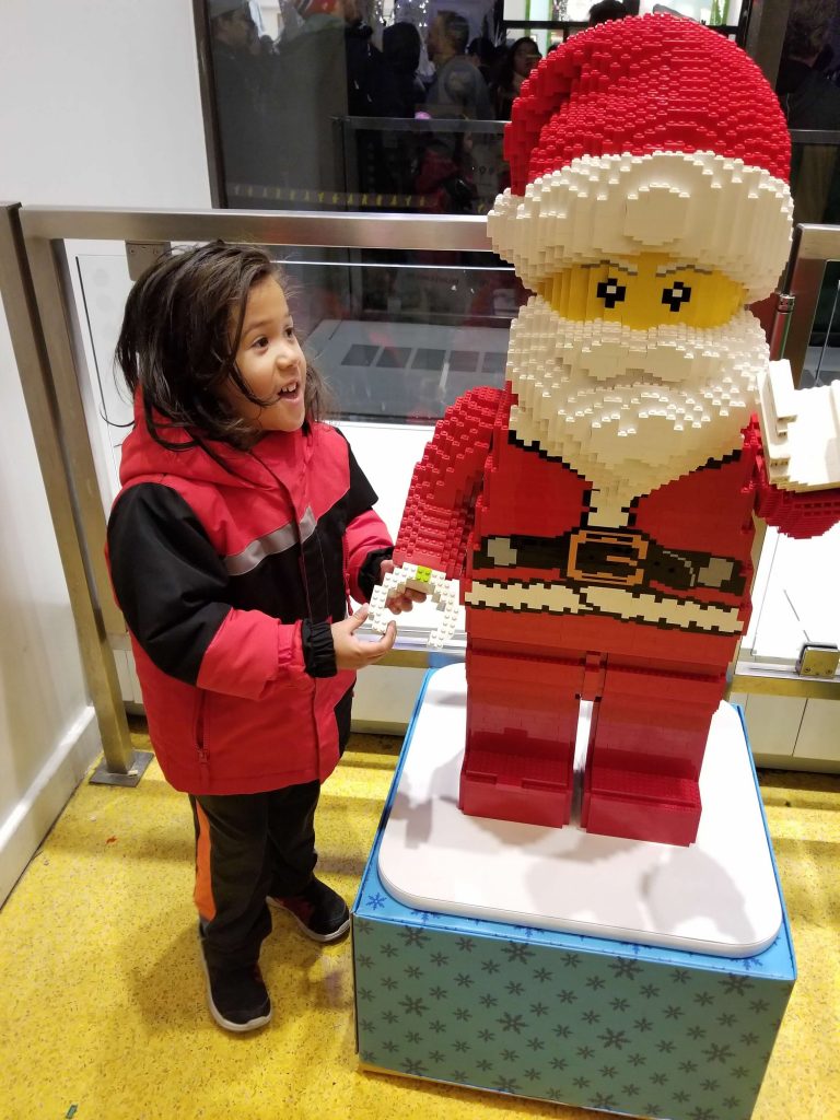 Xavier at the Lego store Christmas 2018